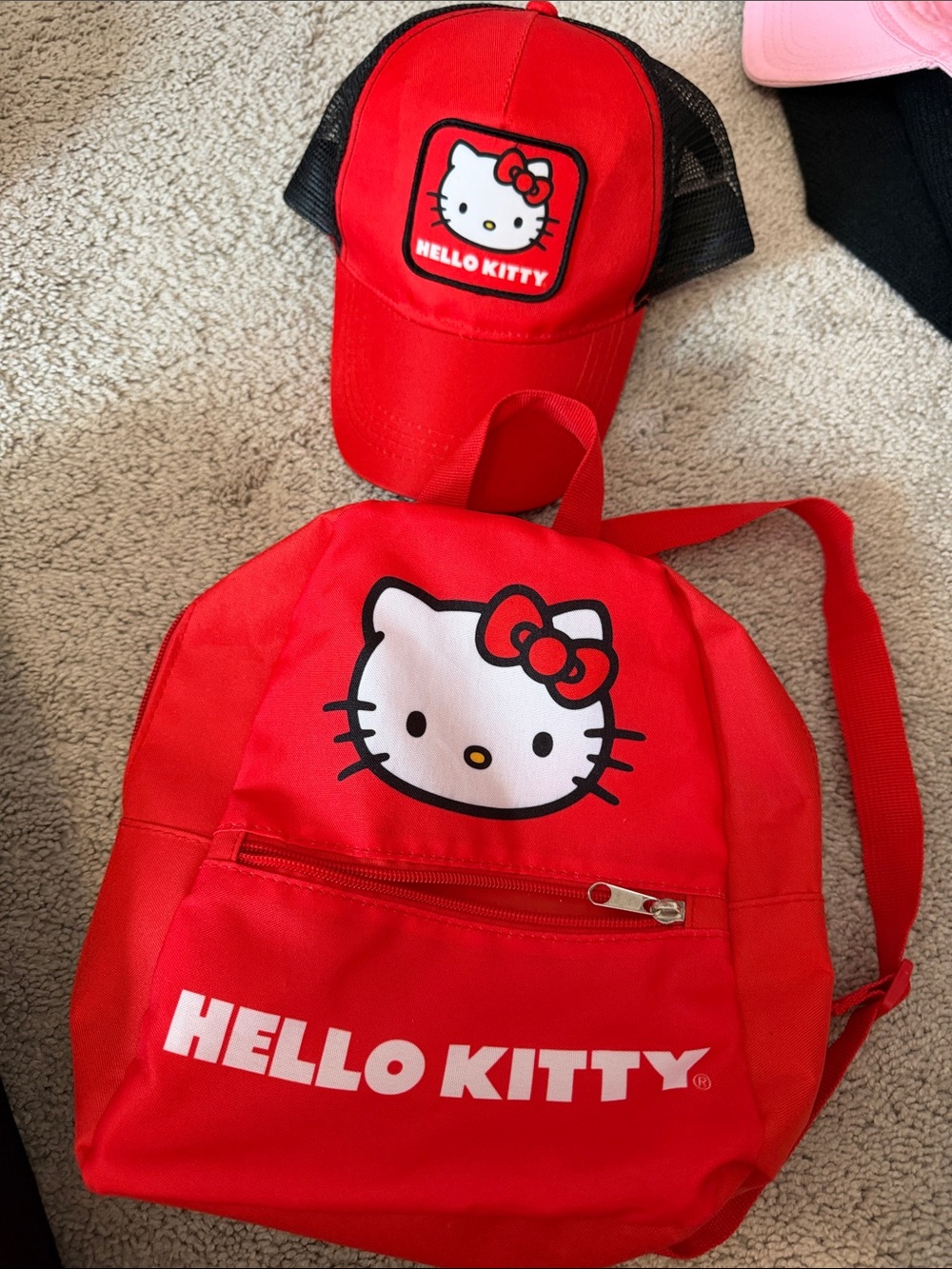 Hello Kitty Red Kids Backpack and Cap Set